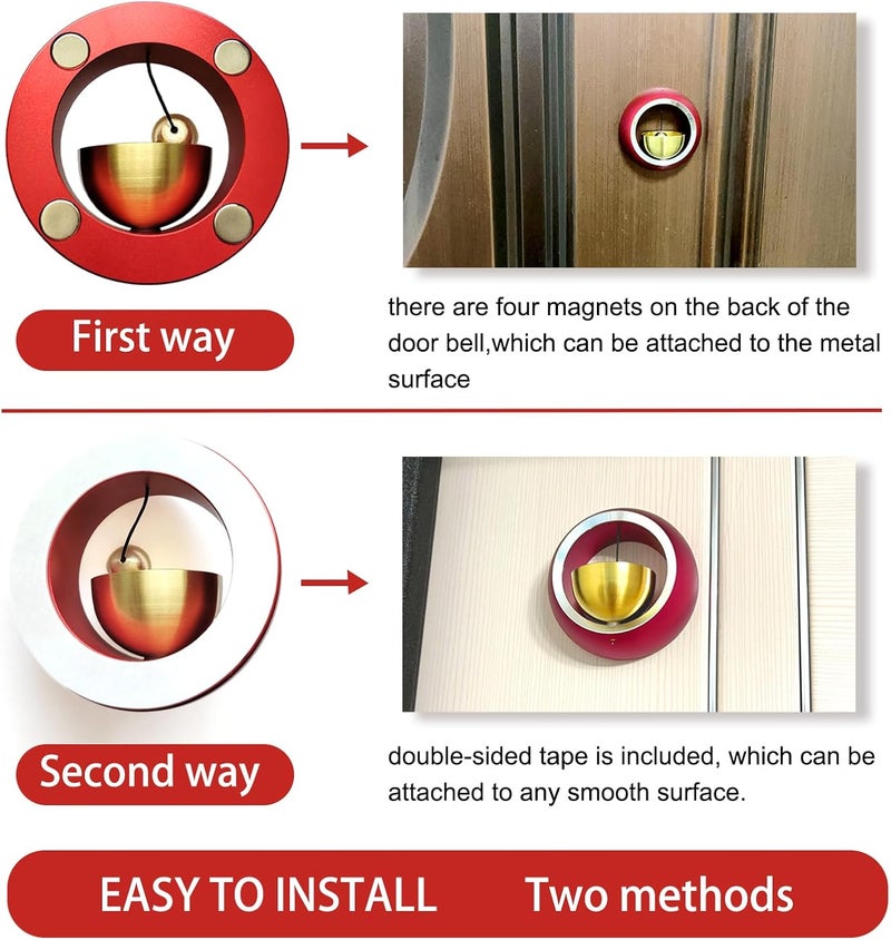 Cizenal Shopkeepers Bell for Door Opening, Door Chime for Business When Entering, Easy to Install Magnetic Doorbell, Unique Business Decorations and Entrance Hanging Decorations- Creative Gift (Red) - Image 4